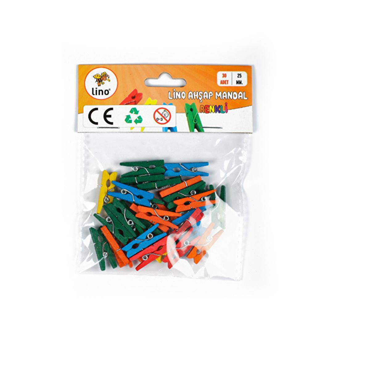 Lino Wooden Clothespins, Colorful 0.98 Inches, Pack of 30 - Craft Supplies for Art Projects & Educational Activities by Beauty Care Bag