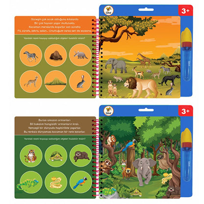 Lino Magic Painting Book: Reusable Water Coloring Book for Mess-Free Fun. Ideal Children's Art Activity, Toddler Coloring, Animals Theme by Beauty Care Bag