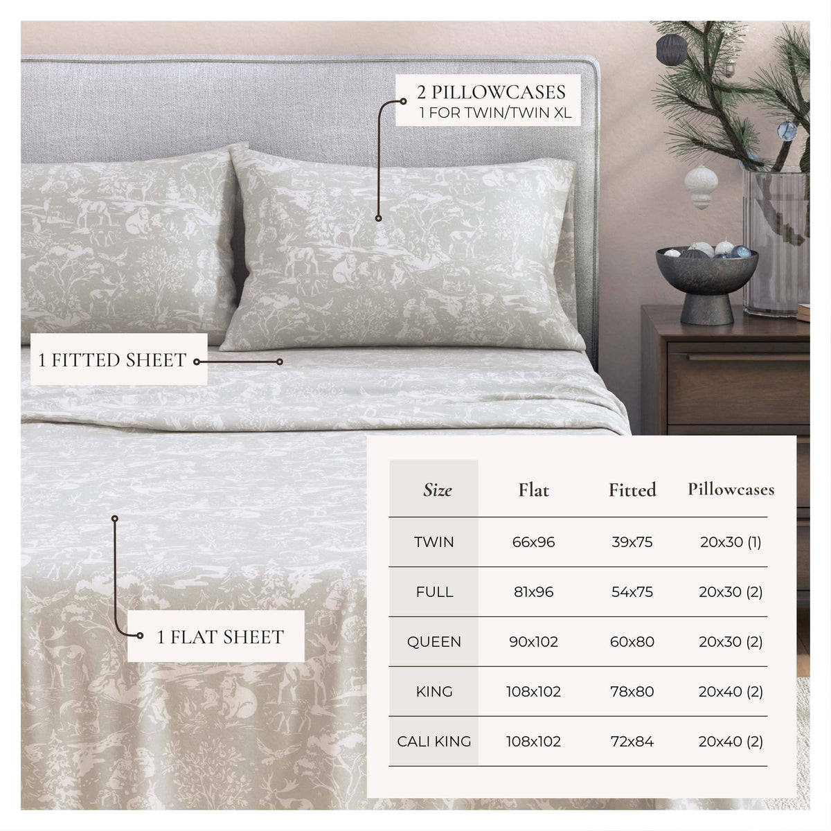 Turkish Cotton Flannel Sheet Set - Elevated Holiday Collection by Great Bay Home