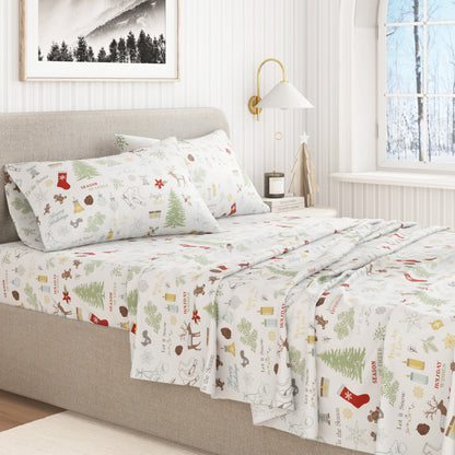 Turkish Cotton Christmas Flannel Sheet Set - Whittaker Collection by Great Bay Home
