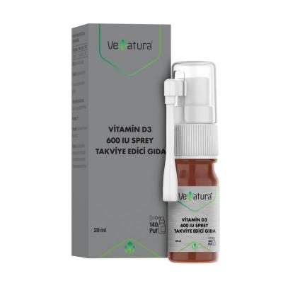 VeNatura Vitamin D3 Spray 600 IU: Boost Bone Health & Immunity - Easy Oral Supplement for Adults & Children by Beauty Care Bag