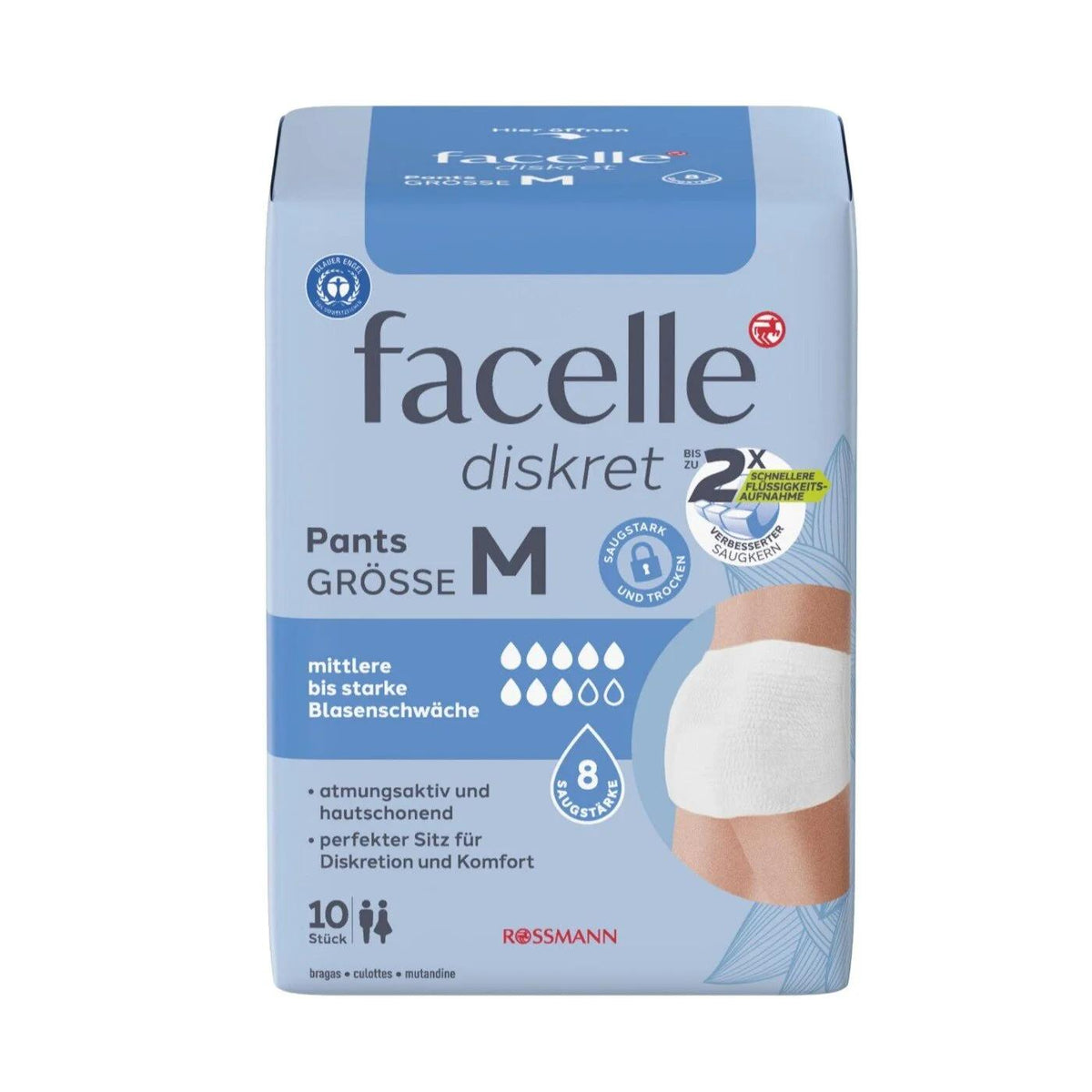 Facelle Diskret Medium Incontinence Underwear 10-Pack by Beauty Care Bag