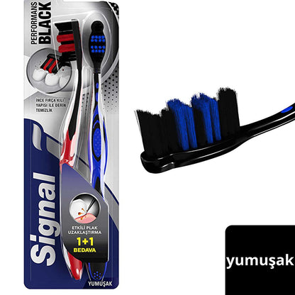 Signal Performance Black soft bristle manual toothbrush