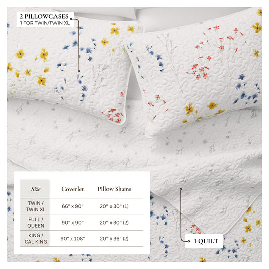 Wildflower Floral Quilt Set - Marianne Collection by Great Bay Home