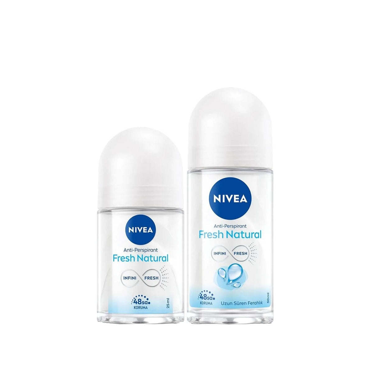 Nivea Fresh Natural Women's Deodorant Roll-On Set - 50 ml & 25 ml - Antiperspirant, Natural Fragrance by Beauty Care Bag