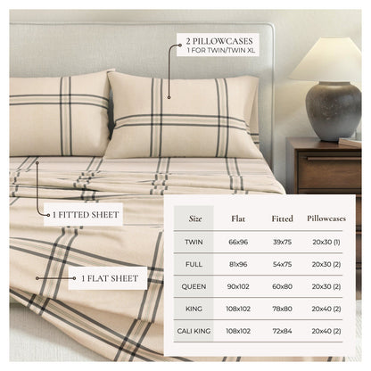 Turkish Cotton Flannel Sheet Set - Plaid & Stripe Collection by Great Bay Home