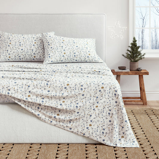 Turkish Cotton Flannel Sheet Set - Winter Floral Collection by Great Bay Home