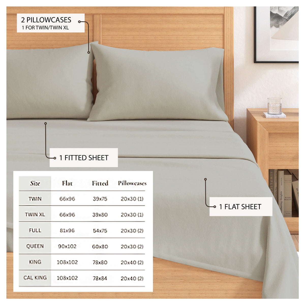 Cotton Solid Flannel Sheet - Nordic Collection by Great Bay Home