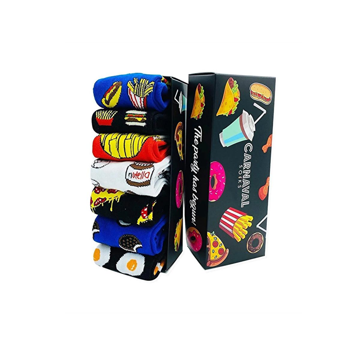 Carnaval Novelty Fast Food Socks Set - 5 Pairs of Comfortable Cotton-Themed Socks for Everyday Wear by Beauty Care Bag