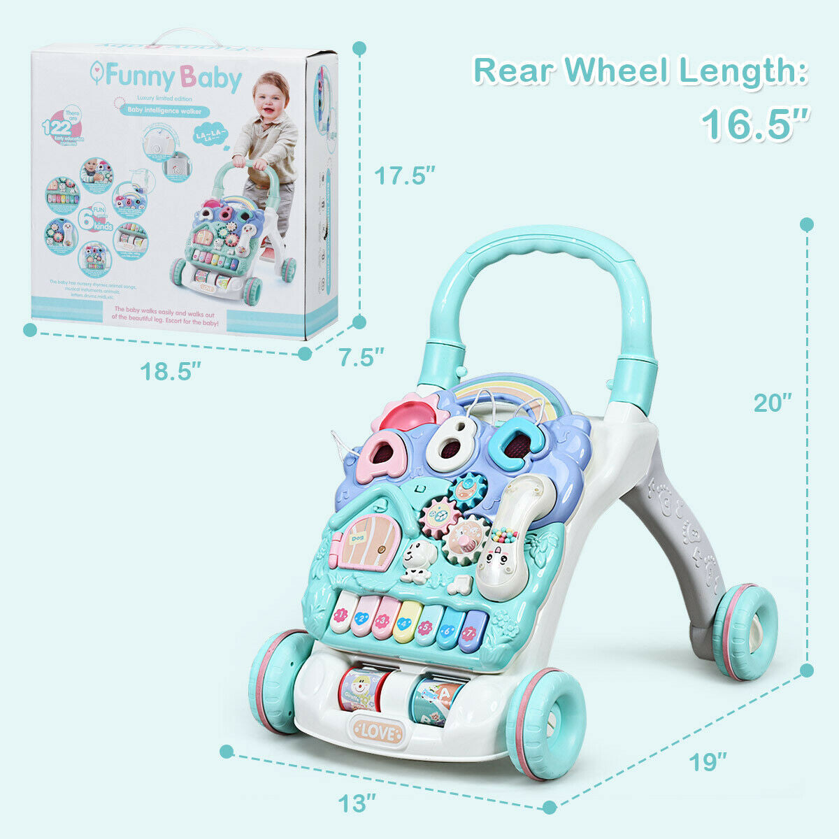 Baby Sit-to-Stand Learning Walker Toddler Musical Toy by GBruno Store
