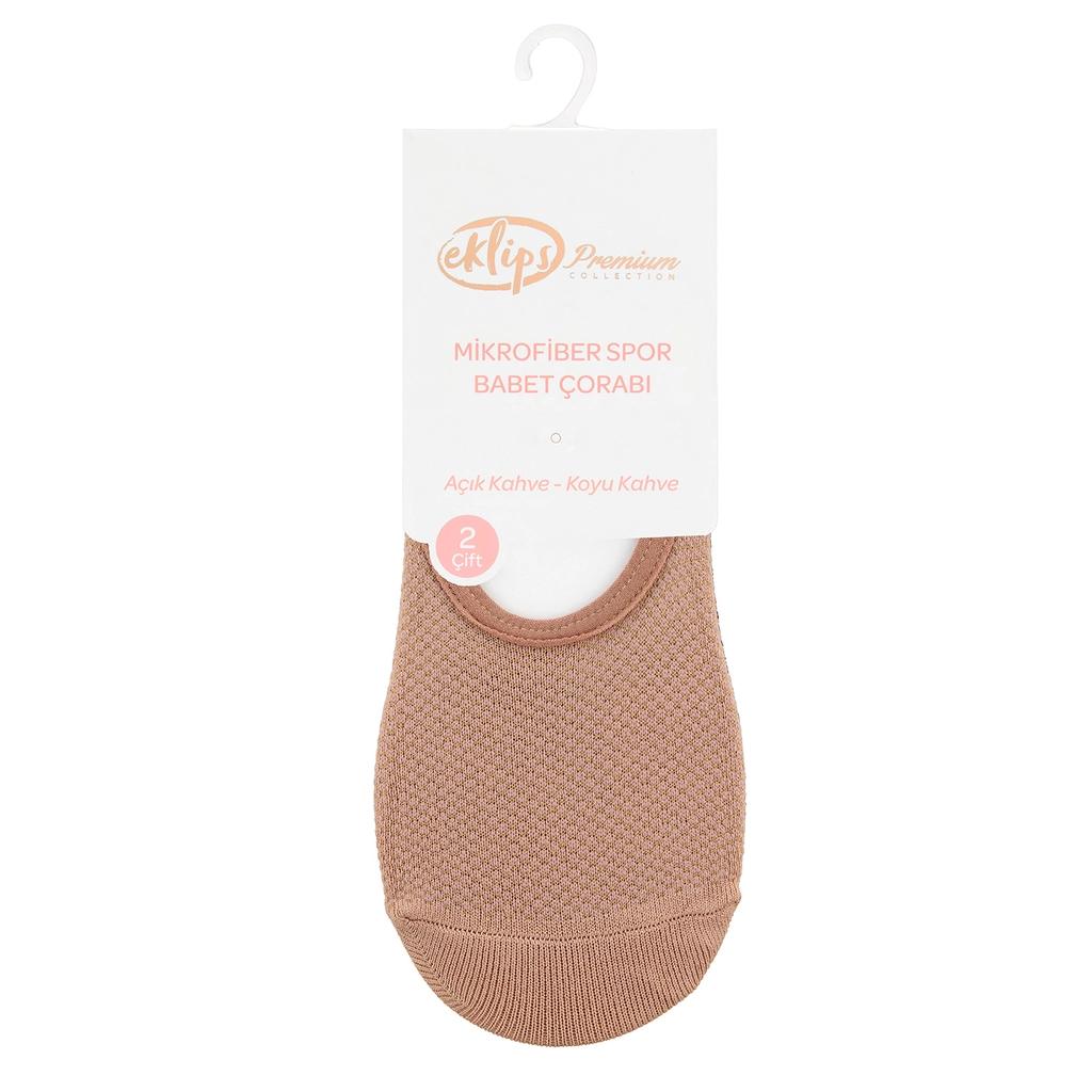 Eklips Premium Micro No-Show Socks Invisible Fit Brown 2-Pack by Beauty Care Bag