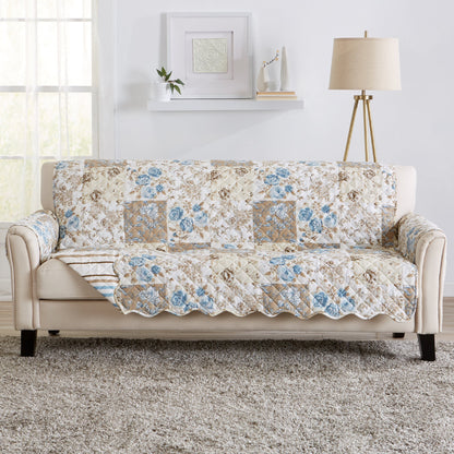 Reversible Floral Patchwork Furniture Protector - Maribel Collection by Great Bay Home