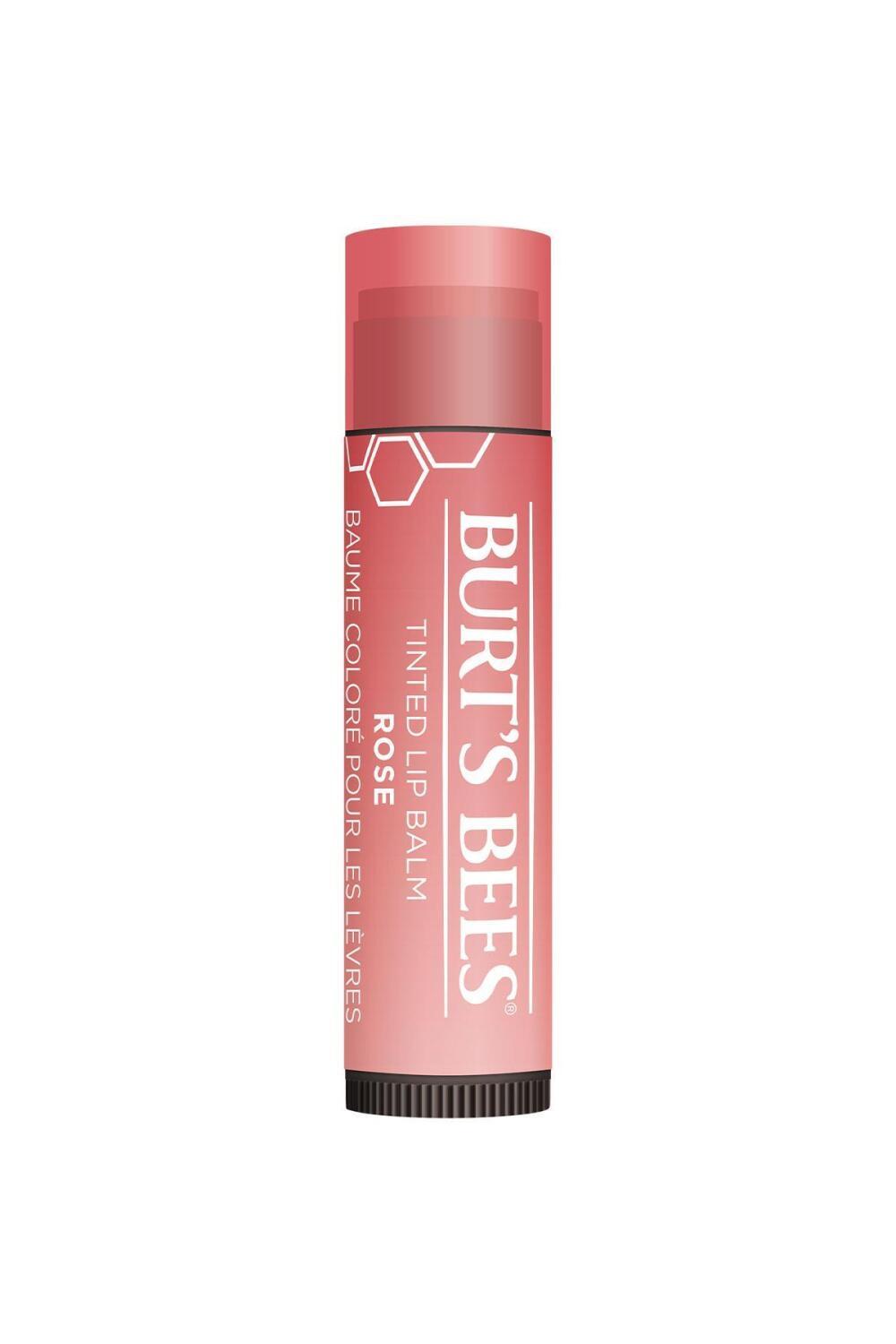 Burts Bees Rose Tinted Lip Balm - Moisturizing Natural Lip Care for Dry, Cracked Lips - Red Lip Tint & Daily Hydration by Beauty Care Bag