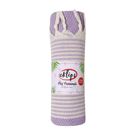 Eklips Lilac Turkish Towel Peshtemal - Lightweight, Absorbent, & Compact Beach, Bath, Spa Travel Towel by Beauty Care Bag