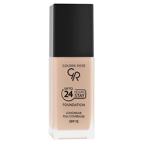 Golden Rose 24 Hours Stay Foundation Makeup - Long-Lasting, High Coverage, SPF 15, Moisturizing & Water-Resistant by Beauty Care Bag