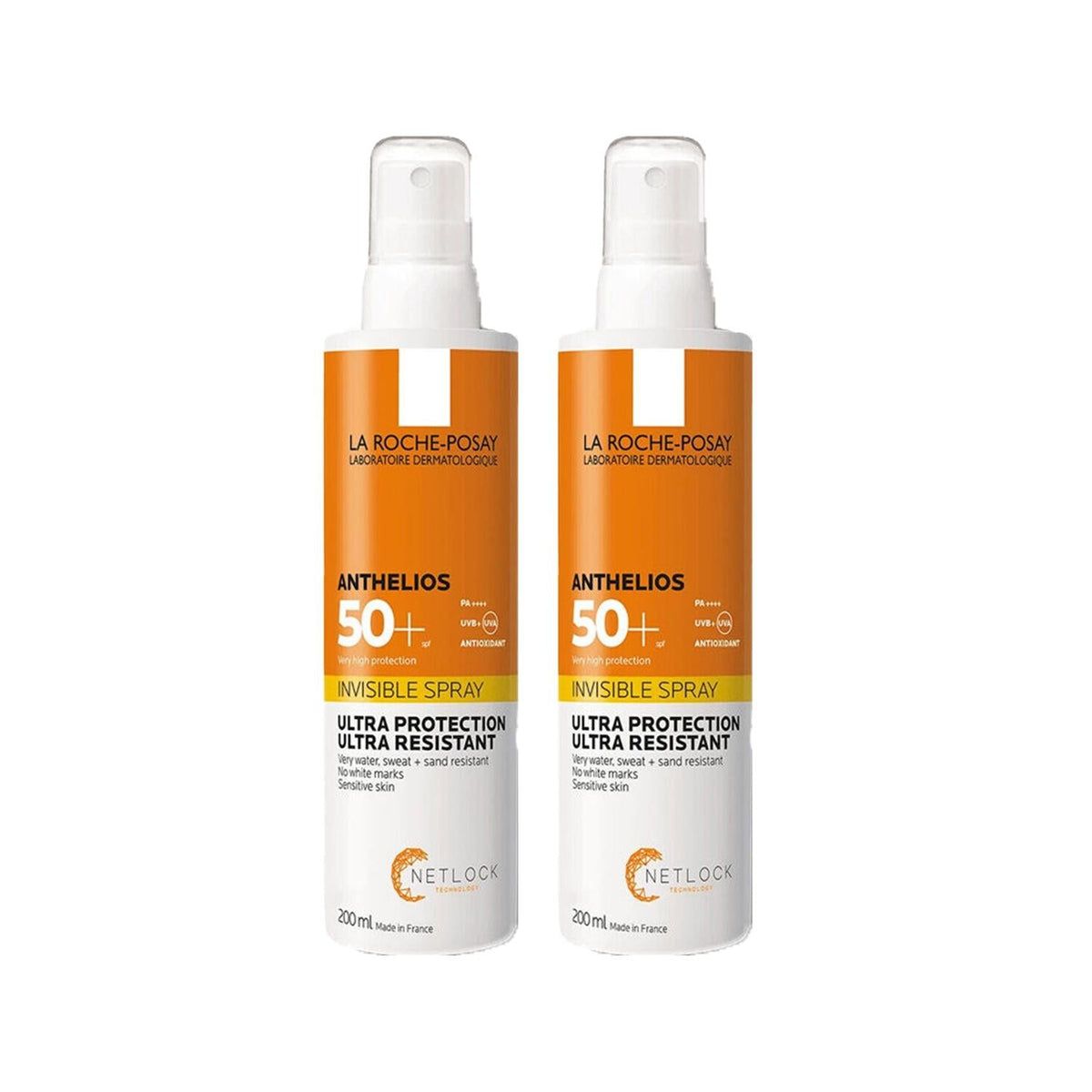 La Roche Posay Anthelios Invisible SPF 50+ Sunscreen Spray - 200ml x2 - High UV Protection by Beauty Care Bag
