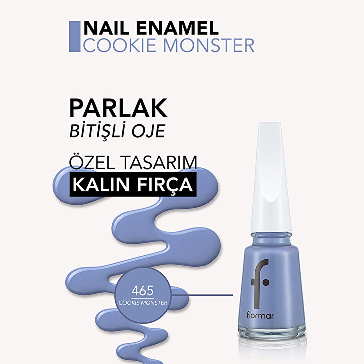 Flormar Nail Enamel: High Pigment, Long Lasting Nail Polish - Chip Resistant, Strengthening, Glossy Finish - Cookie Monster Shade by Beauty Care Bag