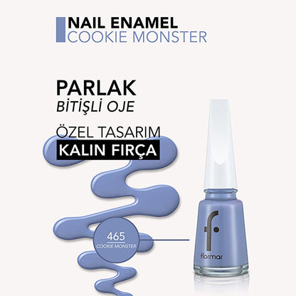 Flormar Nail Enamel: High Pigment, Long Lasting Nail Polish - Chip Resistant, Strengthening, Glossy Finish - Cookie Monster Shade by Beauty Care Bag