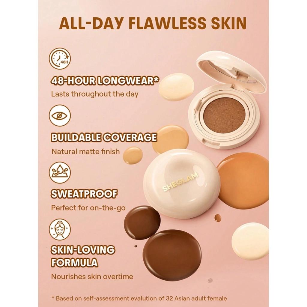 Sheglam Lock & Go Cushion Foundation for Dewy Skin Sand 15g by Beauty Care Bag
