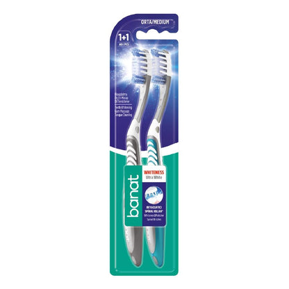 Banat Ultra White Medium Toothbrush Duo Pack by Beauty Care Bag