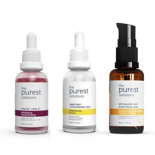 The Purest Solutions exfoliating and brightening skincare set with AHA, BHA and vitamin C