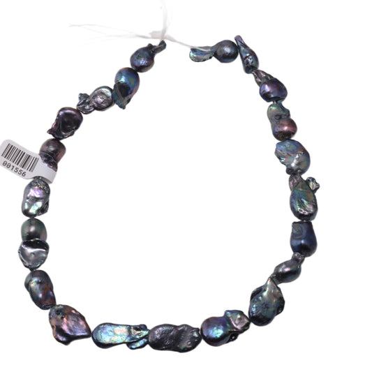 Freshwater Peacock Semi-Baroque Pearl Strand 15.5in by Continental Bead Suppliers