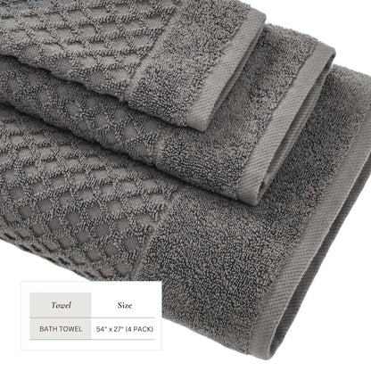 Cotton Diamond Waffle Weave Bath Towel Set - Grayson Collection by Great Bay Home