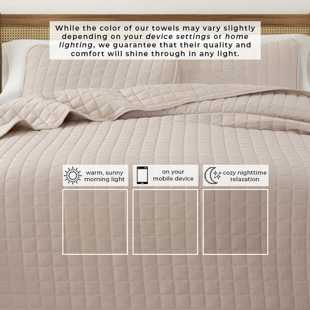 Box-Stitched Seersucker Quilt Set - Seersucker Collection by Great Bay Home