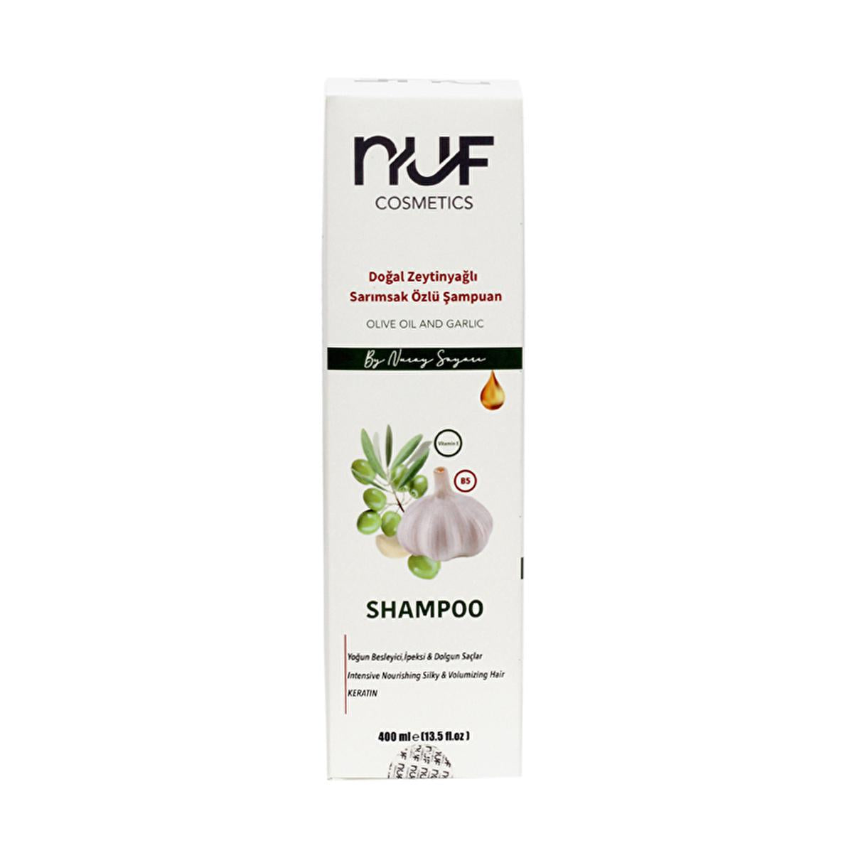 Nuf Kozmetik Nuray Sayarõ: Anti-Hair Loss Garlic Shampoo with Keratin & Olive Oil - Strengthens Hair, Reduces Thinning (13.53 fl oz) by Beauty Care Bag