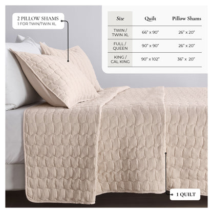 Gauze Quilt Set - Wave Stitch Collection by Great Bay Home