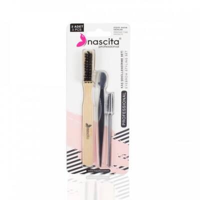 Nascita Eyebrow Shaping Set - 03, 3-Piece Beauty Tool Kit for Grooming, Precision Eyebrow Brush & Razor by Beauty Care Bag