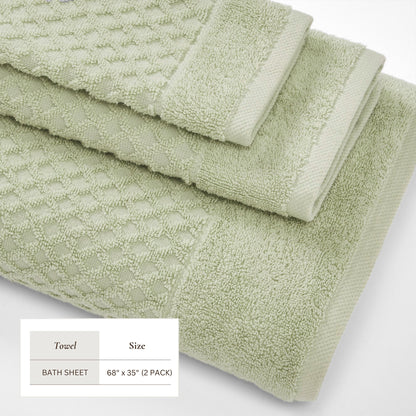 Cotton Diamond Waffle Weave Bath Towel Set - Grayson Collection by Great Bay Home