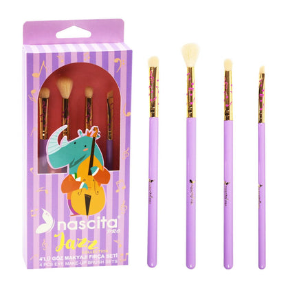 Nascita Jazz Professional 4-Piece Eye Makeup Brush Set - Soft, High-Quality Bristles for Precise Application by Beauty Care Bag