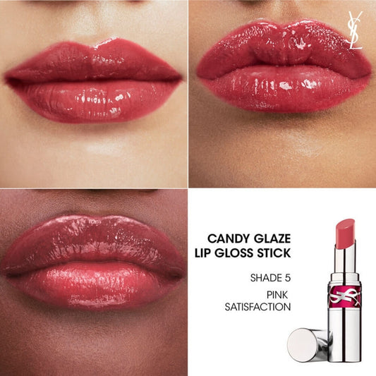 YSL Loveshine Candy Glaze Lip Gloss 05 - Pink Glow 3.2g by Beauty Care Bag