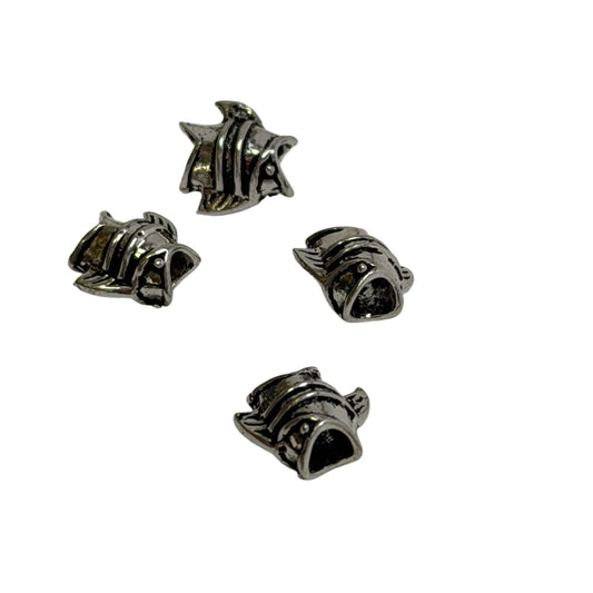 Sterling Silver Fish Beads 10mm Large Hole 5.5mm - Set of 4 by Continental Bead Suppliers