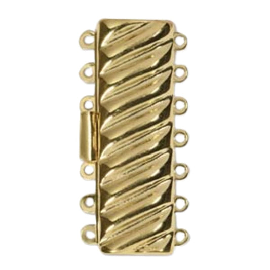 Elegant Elements 24K Gold & Silver Plated Brass Rectangle Multi-Strand Clasp 7 Loop 18x40mm by Continental Bead Suppliers