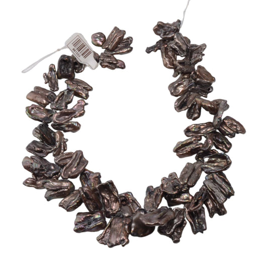 Freshwater Bronze Biwa Pearl Strand 16 Inch - Natural Baroque Shape by Continental Bead Suppliers