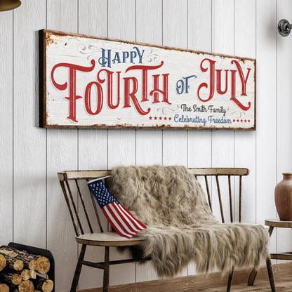 Happy 4th Of July Personalized Canvas Decor | Independence Day Canvas Home Wall Art | Red White And Blue Canvas | Living Room Wall Decor by Tailored Canvases