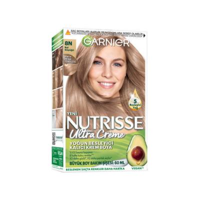 Garnier Nutrisse 8N Blonde Hair Dye: Nourishing Permanent Creme, Vegan Formula, Long-Lasting Color & Shine by Beauty Care Bag