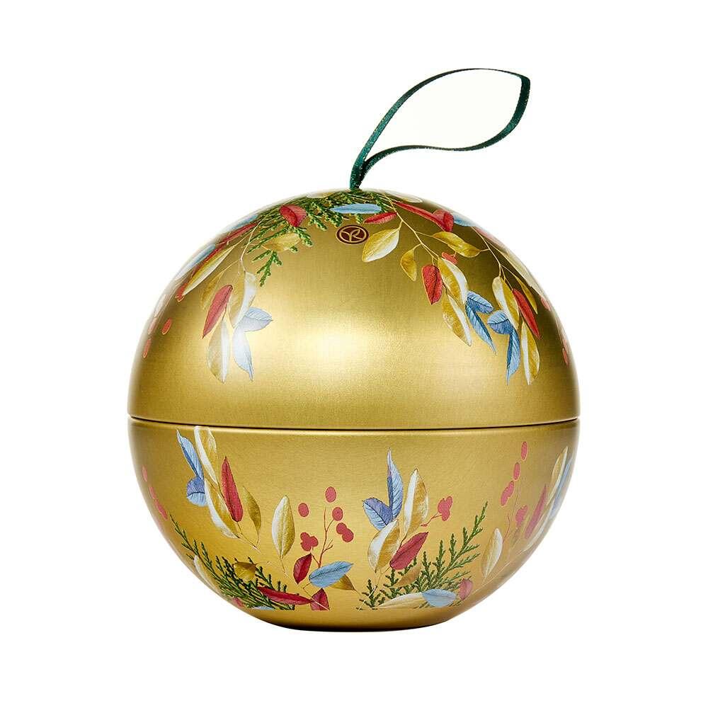 Yves Rocher Golden Metal Sphere Christmas Ornament & Gift Box - Elegant Decoration & Luxurious Gift Presentation by Beauty Care Bag