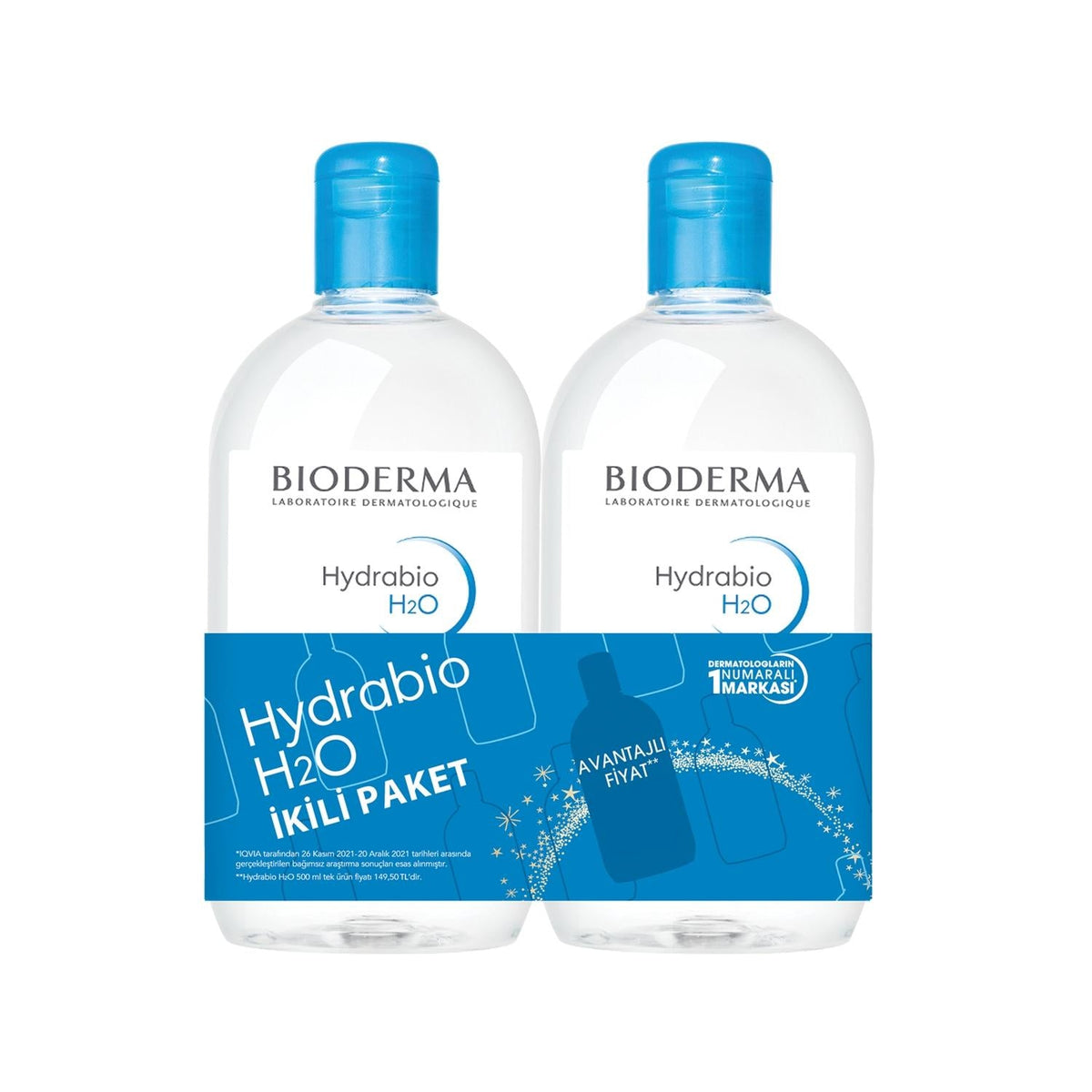 Bioderma Hydrabio H2O Micellar Water - Gentle & Moisturizing Cleanser for Sensitive Skin - 500ml x 2 Units by Beauty Care Bag