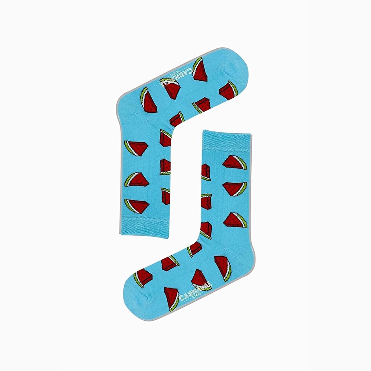 Carnaval Fruit-Themed Socks 5-Pack - Soft, Comfortable, and Stretchy Casual Socks for Everyday Wear by Beauty Care Bag