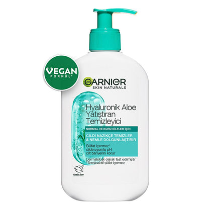 Garnier Hyaluronic Aloe Vera Facial Cleanser: Hydrating, Soothing Vegan Face Wash for Sensitive Skin - Sulfate-Free, 8.45 fl oz by Beauty Care Bag