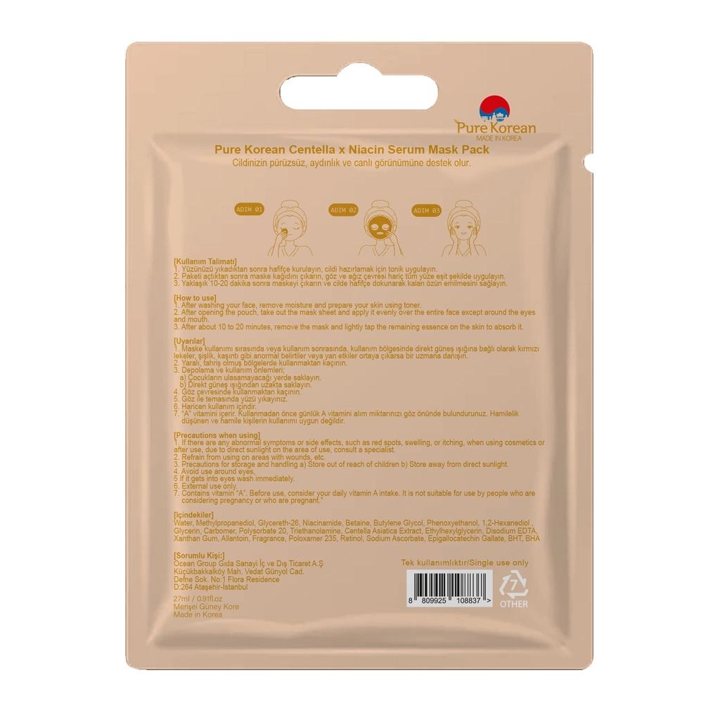 Pure Korean Centella & Niacin Serum Sheet Mask by Beauty Care Bag