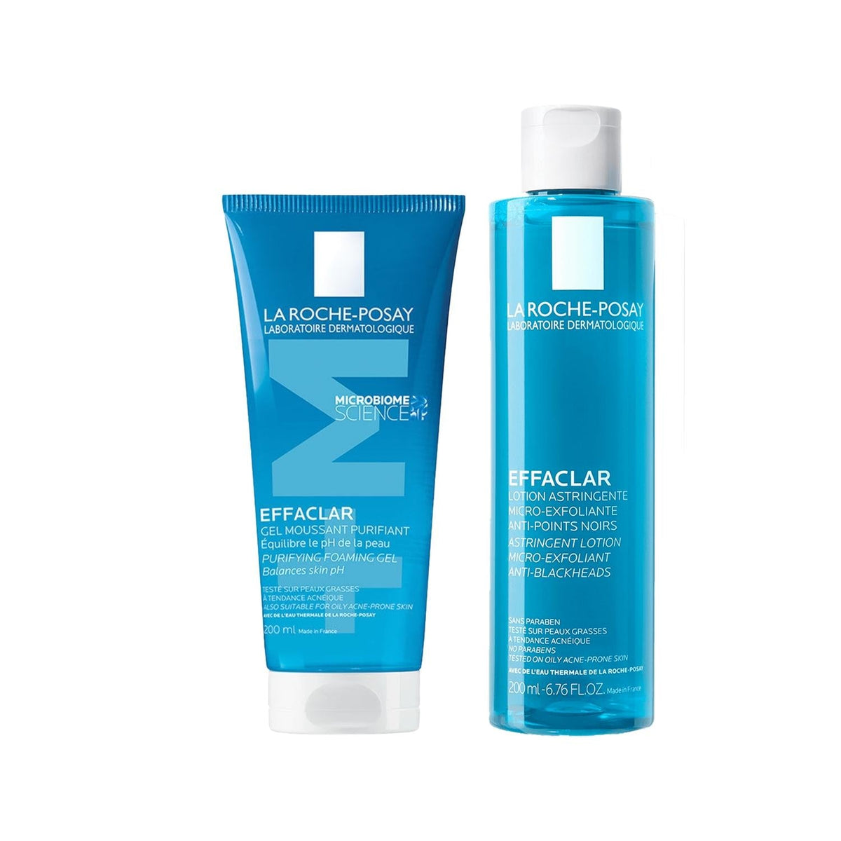 La Roche Posay Effaclar Skincare Set - Gentle Cleansing Gel & Pore Tightening Toner for Acne-Prone Skin by Beauty Care Bag