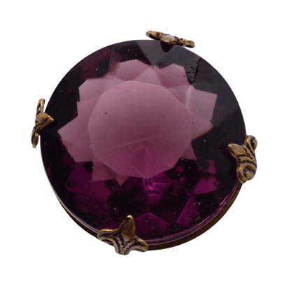 Amethyst Purple Glass Stone Brooch in Ornate Brass Setting - 13x27mm Vintage Style by Continental Bead Suppliers