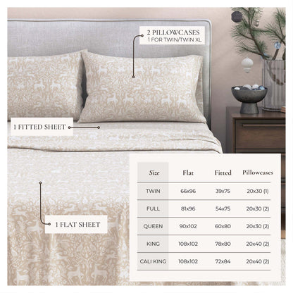 Turkish Cotton Flannel Sheet Set - Elevated Holiday Collection by Great Bay Home