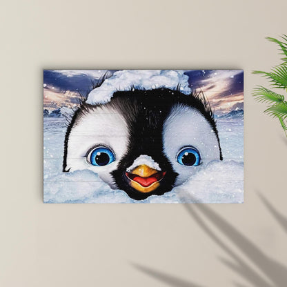 Penguin Peekaboo Painting Canvas Wall Art by Tailored Canvases