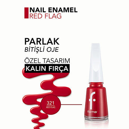 Flormar Nail Enamel - Long-Lasting, Nourishing Nail Polish with Magnesium & Calcium - Red Flag (321) by Beauty Care Bag