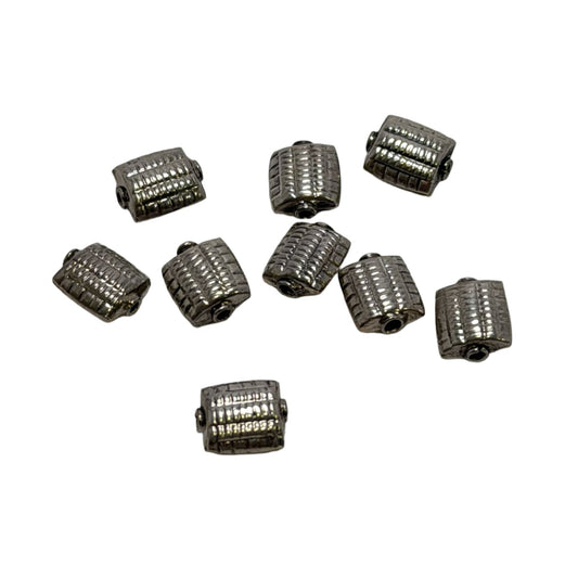 Sterling Silver Textured Rectangle Beads 10mm x 8mm - Individual Sale by Continental Bead Suppliers